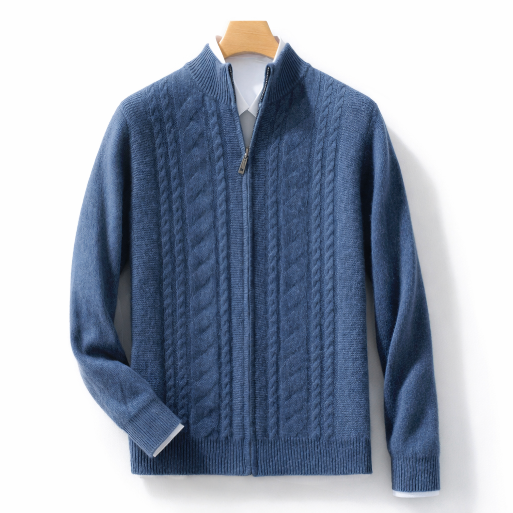 Mock Neck Zippered Chasmere Knit