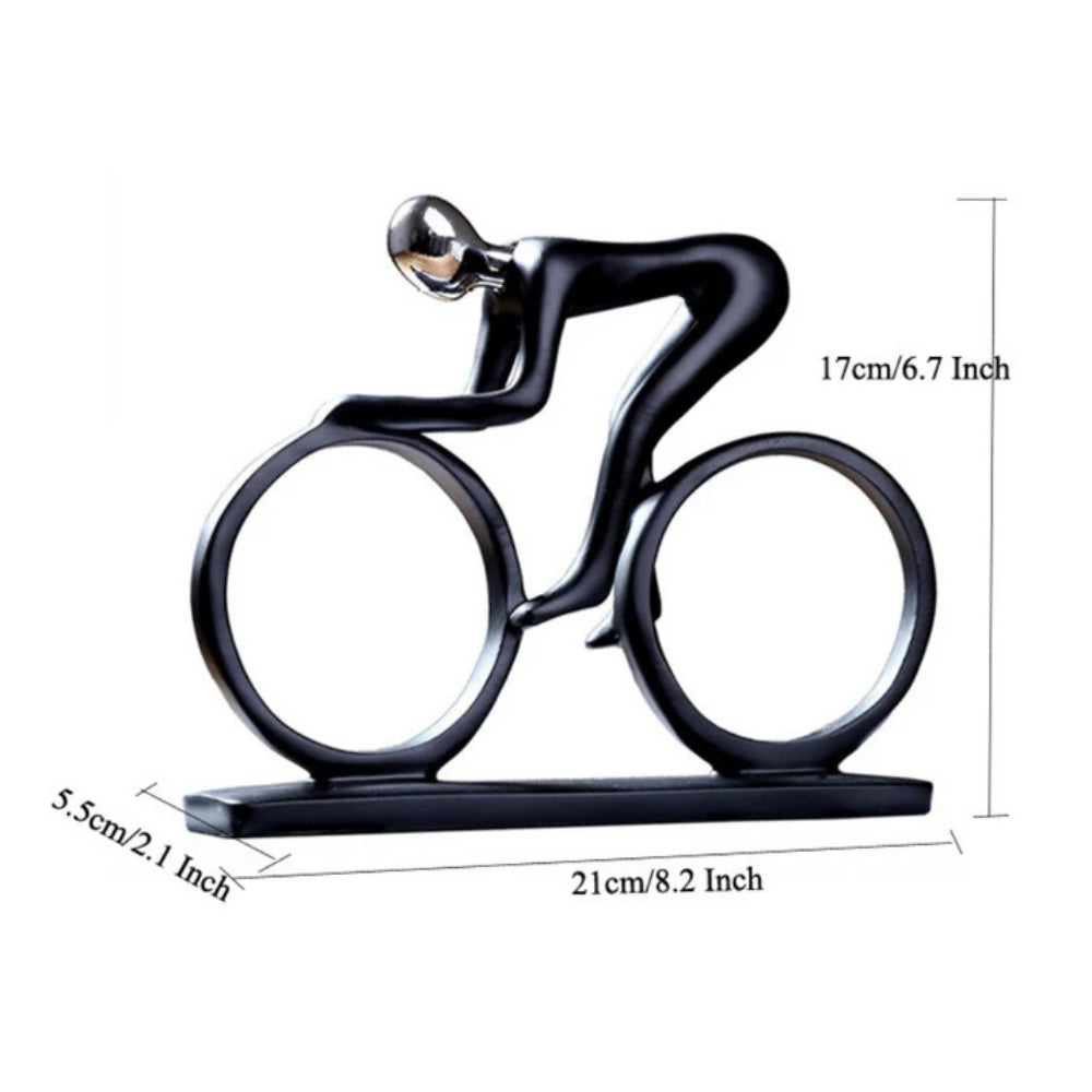 Nordic Metal Cyclist Sculpture With Abstract Form