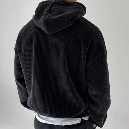 Oscar Relaxed Fit Hoodie | Ribbed Drawstring Kangaroo Pocket Hoodie
