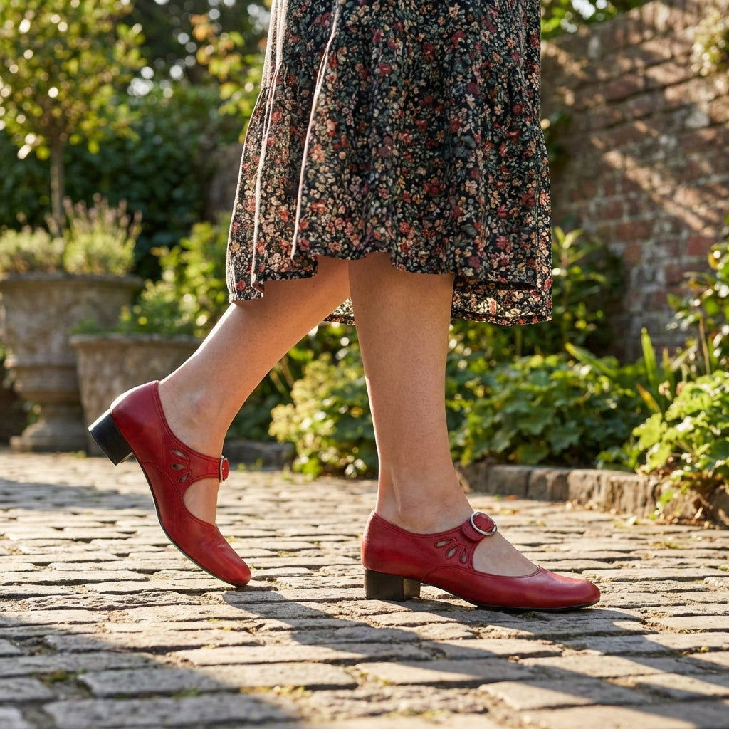 Refined Mary Jane Heeled Shoes with Adjustable Instep Strap