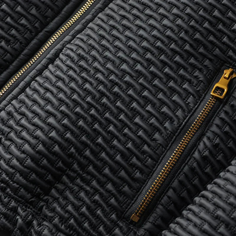 Oscar Quilted Hooded Jacket | Casual Zip-Up Gold-Tone Jacket