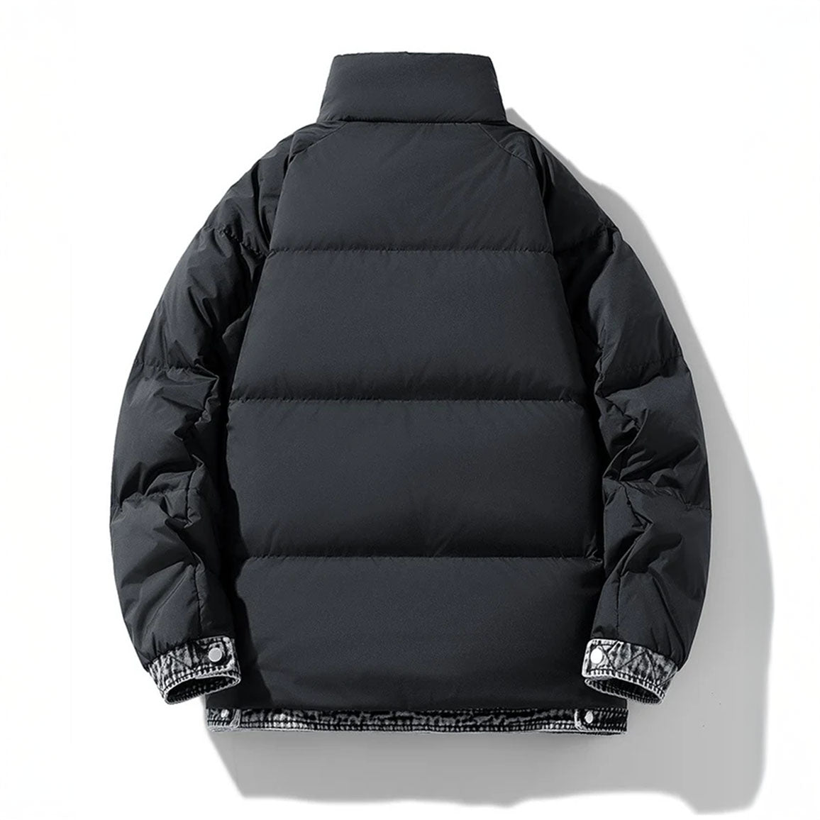 Noah Oversized Puffer Jacket | Quilted Denim Trim Hip-Length Puffer Jacket