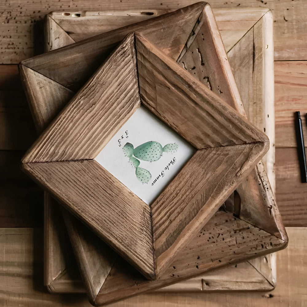 Rustic Wood Photo Frame With Distressed Texture