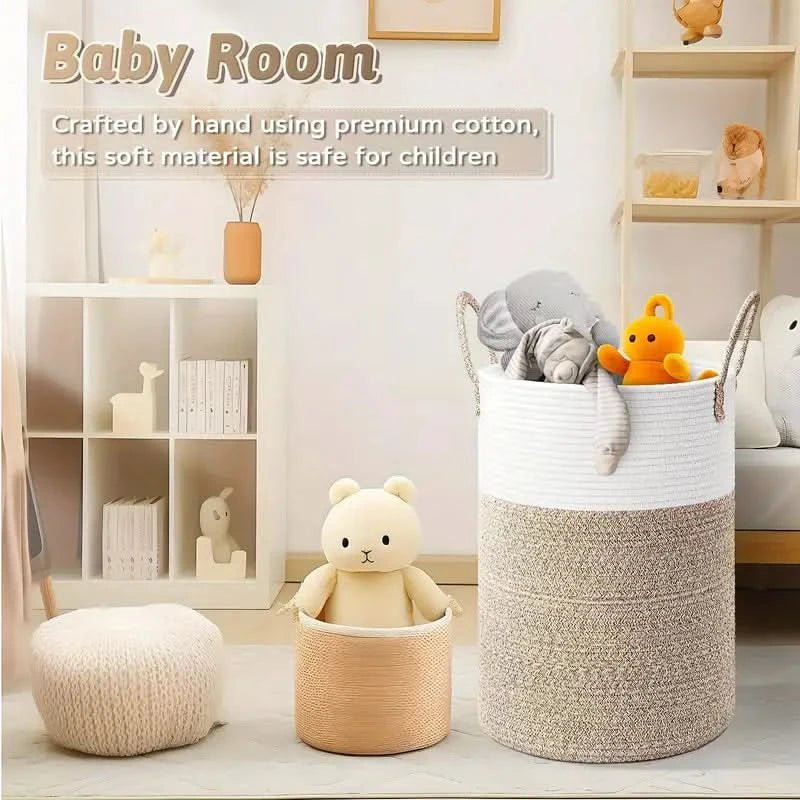 Minimalist Cotton Rope Laundry Basket With Sturdy Handles