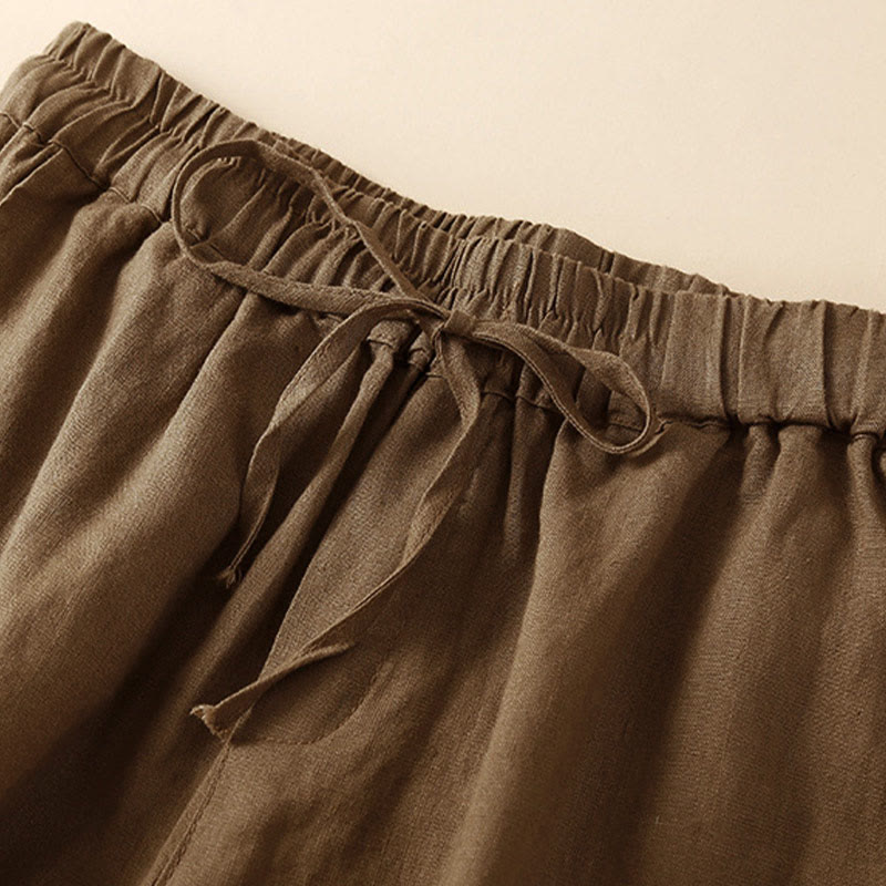 Relaxed Drawstring Shorts with Elegant Lace-Trimmed Hem
