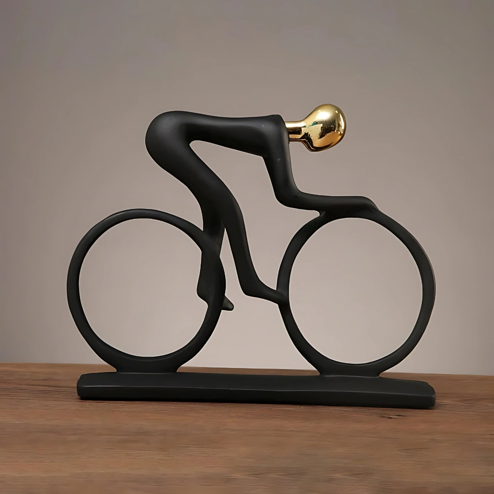 Nordic Metal Cyclist Sculpture With Abstract Form