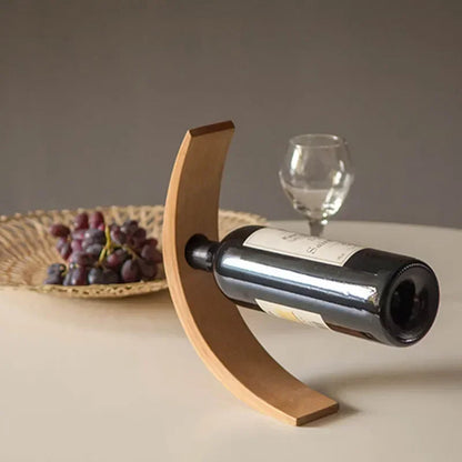 Minimalist Bamboo Wine Holder With Curved Design