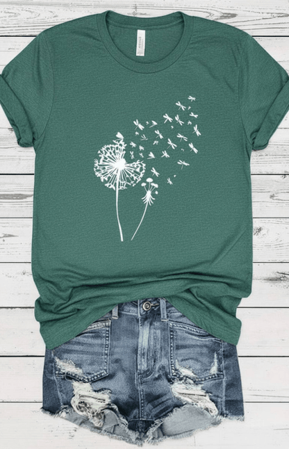 ZORELLA – Dandelion Print Crew Neck T-Shirt in Soft Cotton VIP