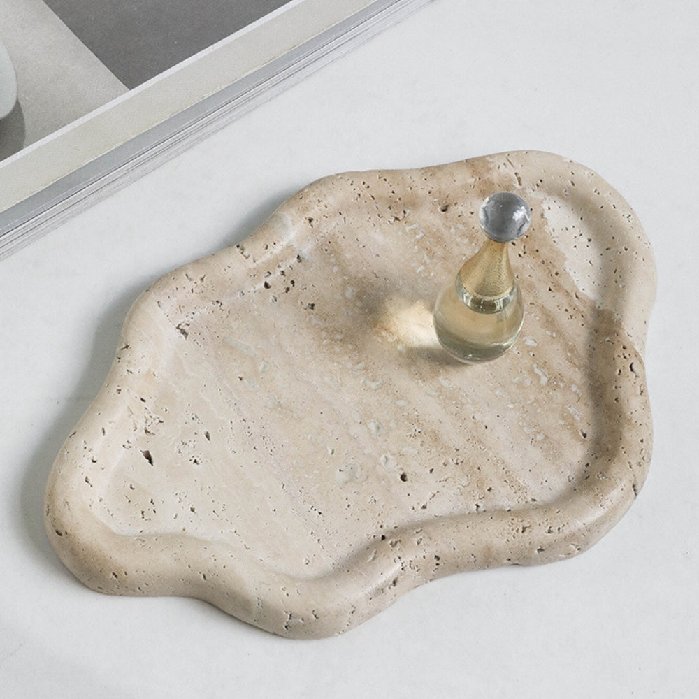Minimalist Organic Stone Jewelry Tray With Natural Texture