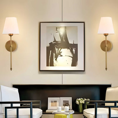 Modern Brass Wall Lamp with Tapered Shade