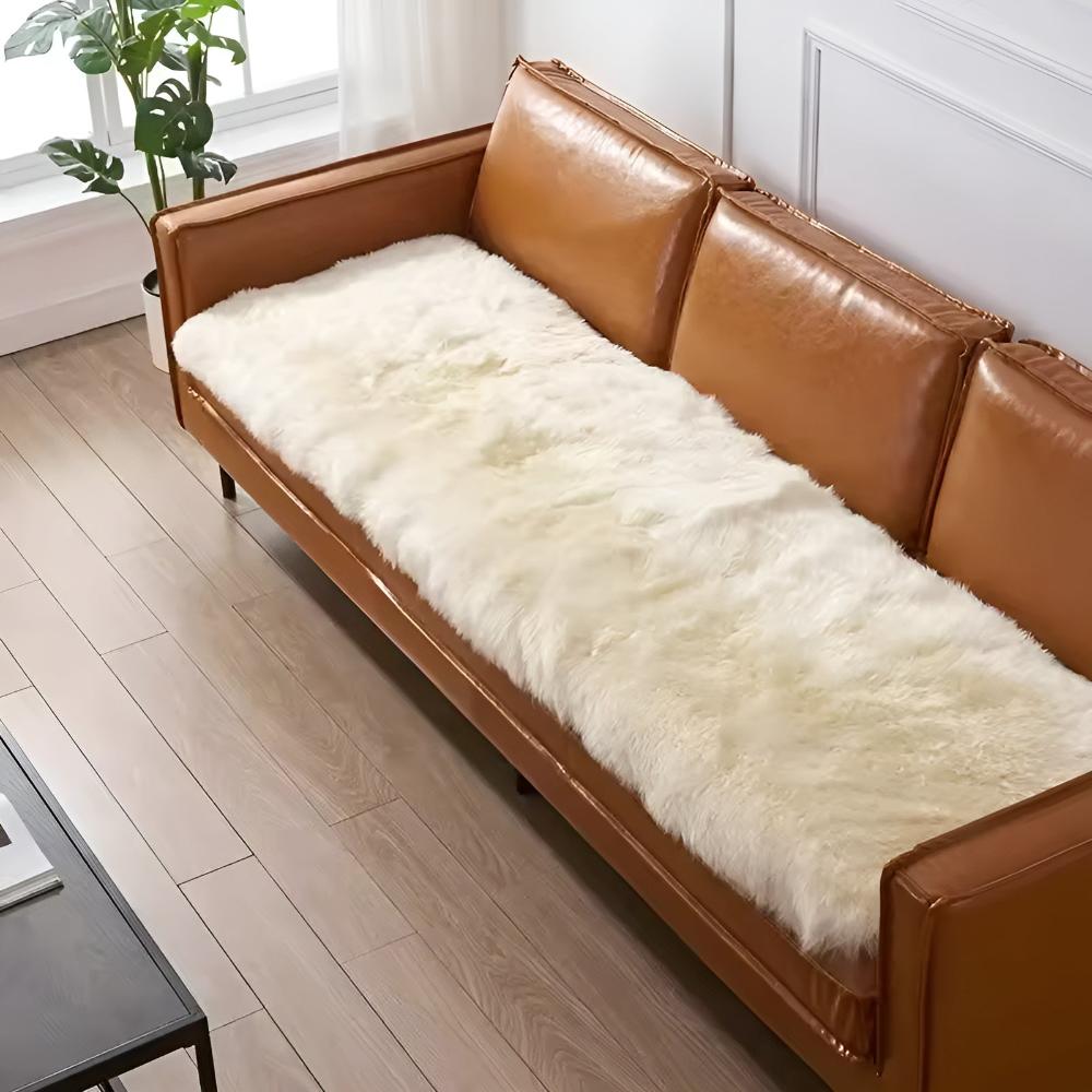Modern Faux Fur Couch Cover With Plush Texture