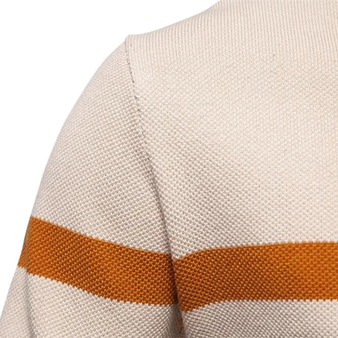 Oscar Color-Block Ribbed Quarter-Zip Sweater | Regular Fit Hip-Length Sweater