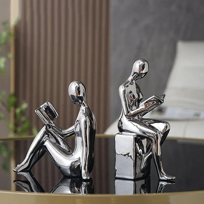 Modern Metal Bookends With Glossy Figurative Design