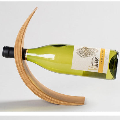 Minimalist Bamboo Wine Holder With Curved Design