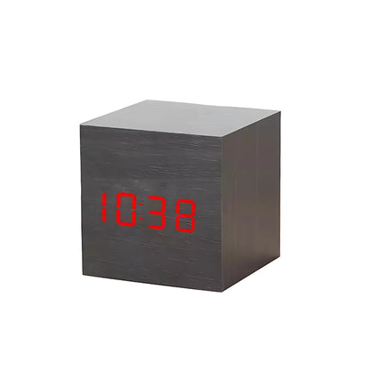 Wood Grain LED Alarm Clock With Temperature Display