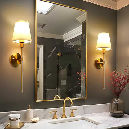 Modern Brass Wall Lamp with Tapered Shade