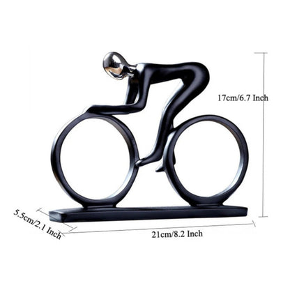 Nordic Metal Cyclist Sculpture With Abstract Form