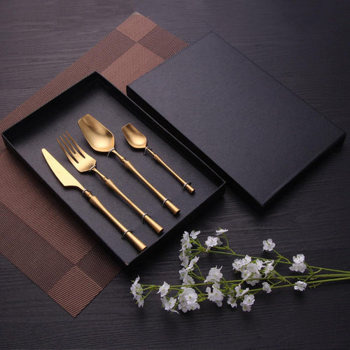 Modern Gold Stainless Steel Flatware Set