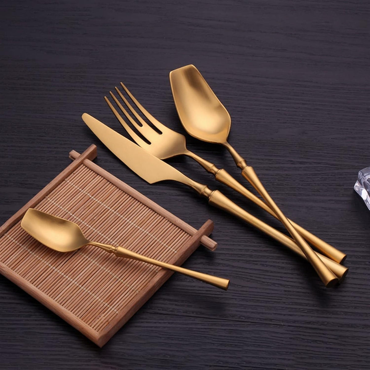 Modern Gold Stainless Steel Flatware Set