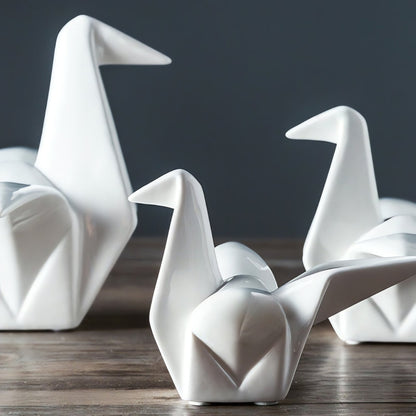 Minimalist Ceramic Bird Sculpture With Glossy Finish
