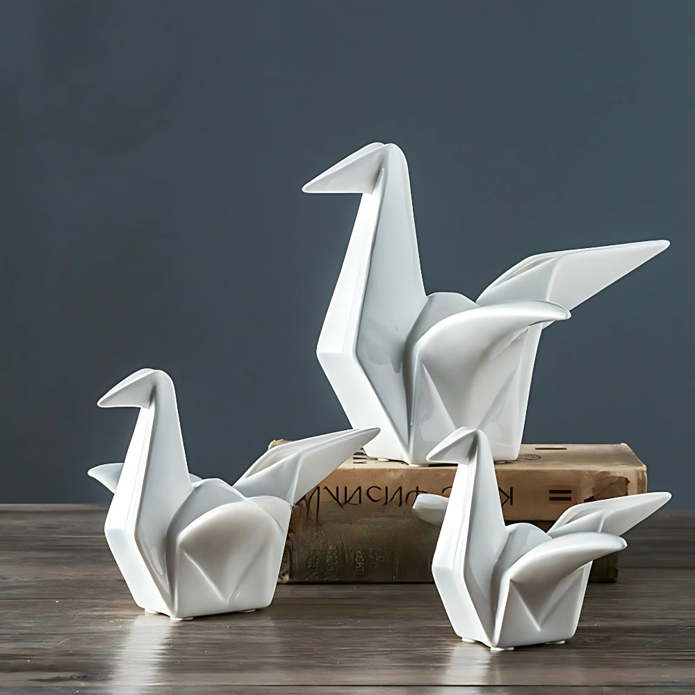 Minimalist Ceramic Bird Sculpture With Glossy Finish