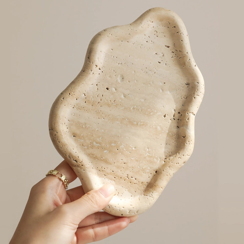 Minimalist Organic Stone Jewelry Tray With Natural Texture
