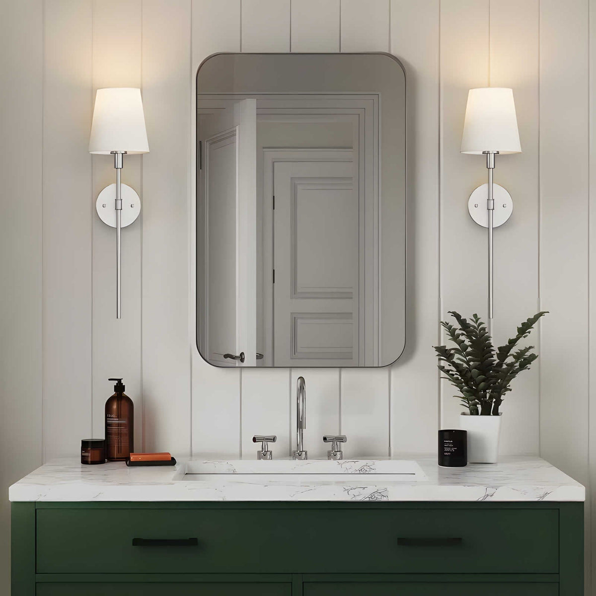 Modern Brass Wall Lamp with Tapered Shade