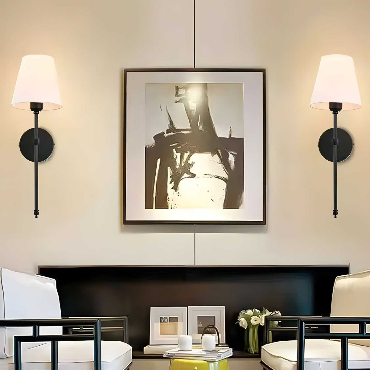 Modern Brass Wall Lamp with Tapered Shade