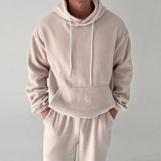 Oscar Relaxed Fit Hoodie | Ribbed Drawstring Kangaroo Pocket Hoodie