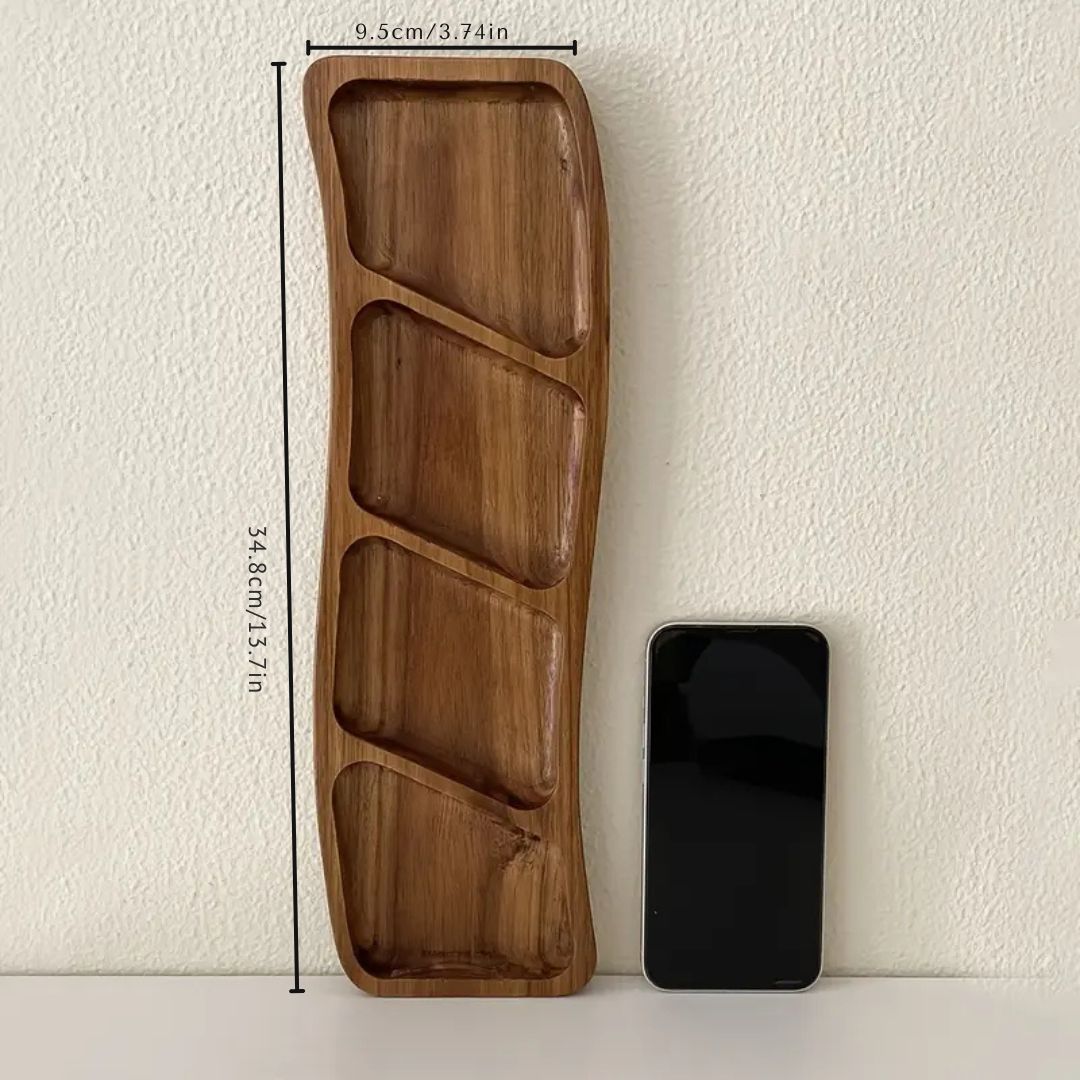 Minimalist Wooden Serving Tray With Divided Compartments
