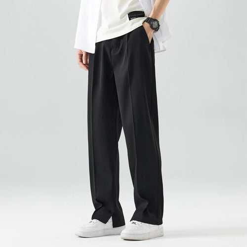 Theodore Relaxed Fit Trousers | Pleated Split Hem Trousers