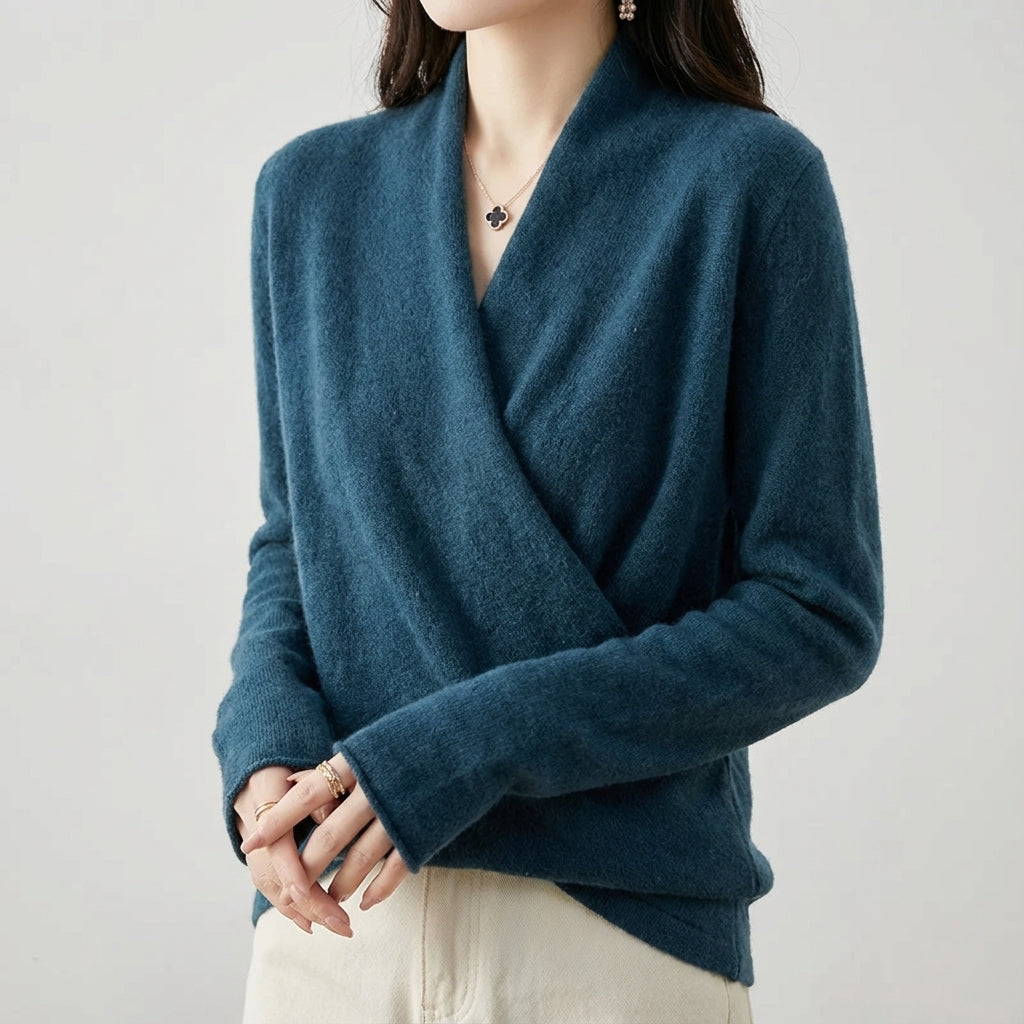Wool blend wrap sweater