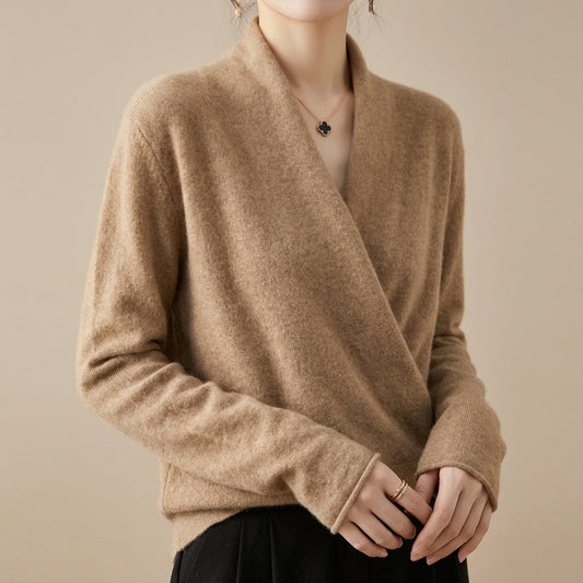 Wool blend wrap sweater