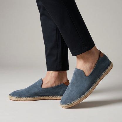 Suede Slip-On Espadrilles with Jute Rope Sole and Heel Tab