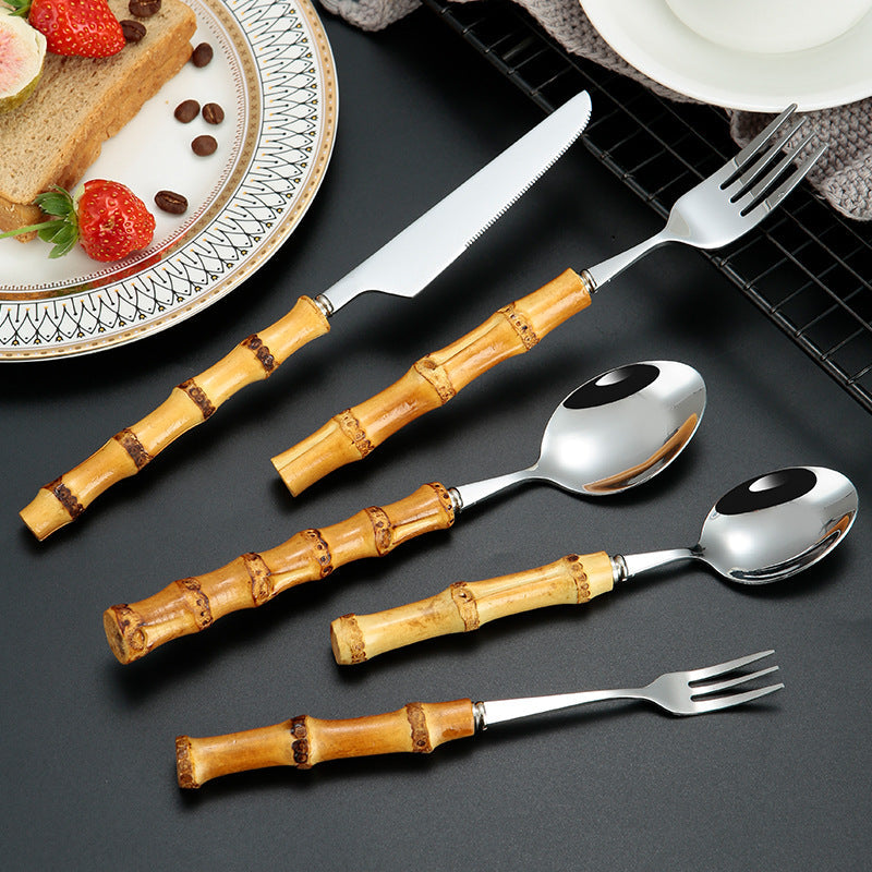 Natural Bamboo Handle Cutlery Set