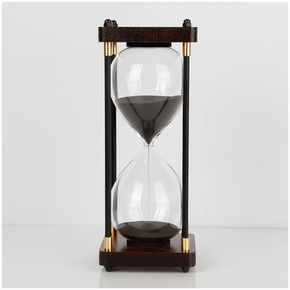 Wood and Glass Hourglass With Gold Accents
