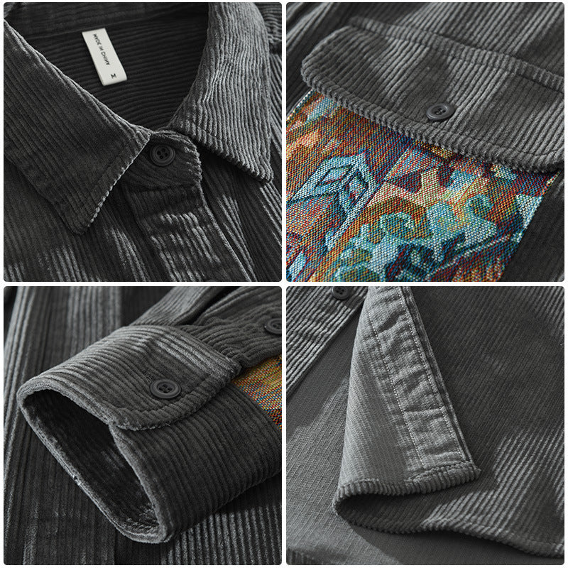 Samuel Corduroy Relaxed Fit Shirt | Collared Long Sleeve Shirt