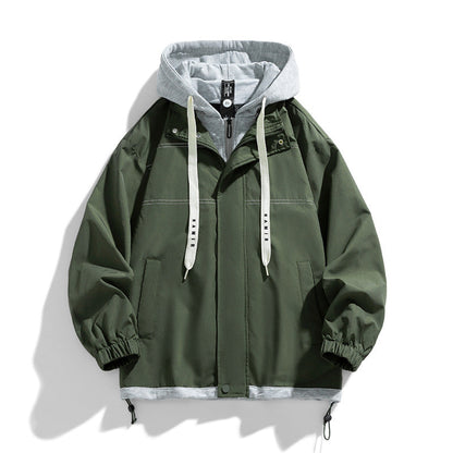 Noah Oversized Layered Hooded Jacket | Drawstring Pockets Jacket