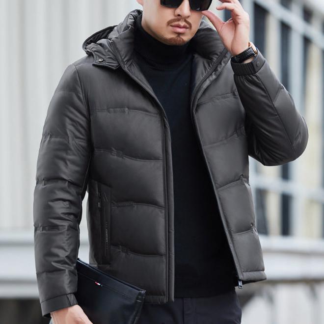 Samuel Quilted Puffer Jacket | Hooded Solid Zipper Puffer Jacket