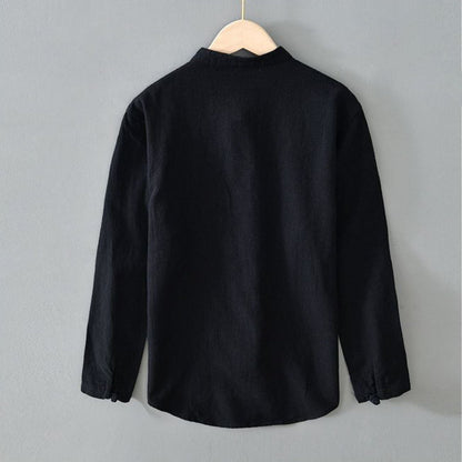 Roberto Russo Relaxed Mandarin Collar Shirt with Frog Closures