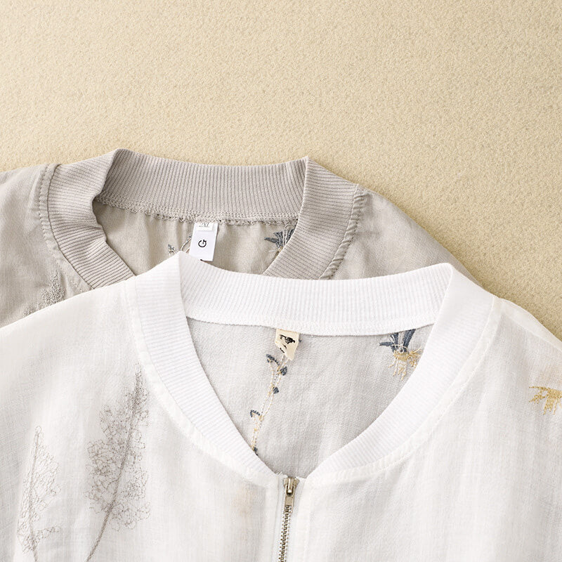 Arlette Couture Relaxed Bomber Jacket with Floral Embroidery