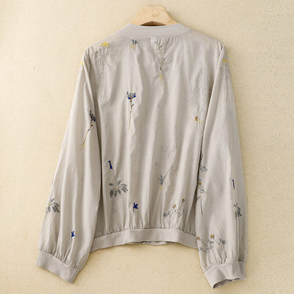 Arlette Couture Relaxed Bomber Jacket with Floral Embroidery