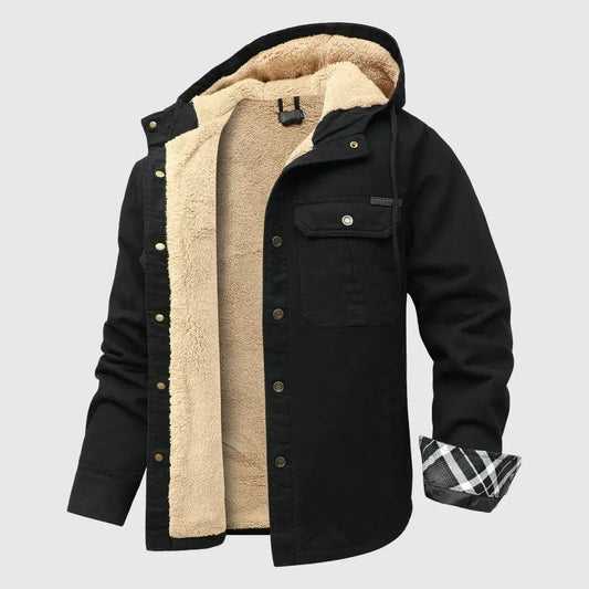 Oscar Hooded Shirt Jacket | Sherpa Lined Button Front Shirt Jacket