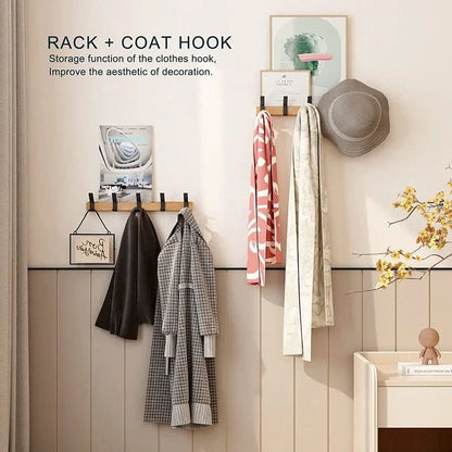 Nordic Wall Hook Rack With Adjustable Metal Hooks
