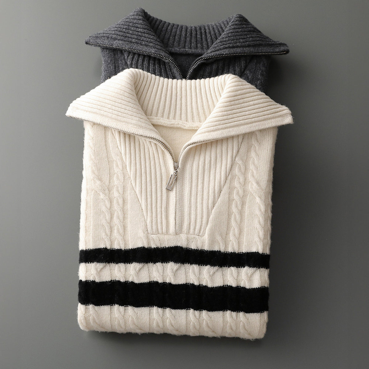 Nicholas Quarter-Zip Jacket | Cable Knit Stripe Quarter-Zip Jacket