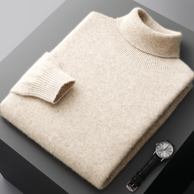 Theodore Regular Fit Ribbed Turtleneck Sweater | Solid Hip-Length Sweater