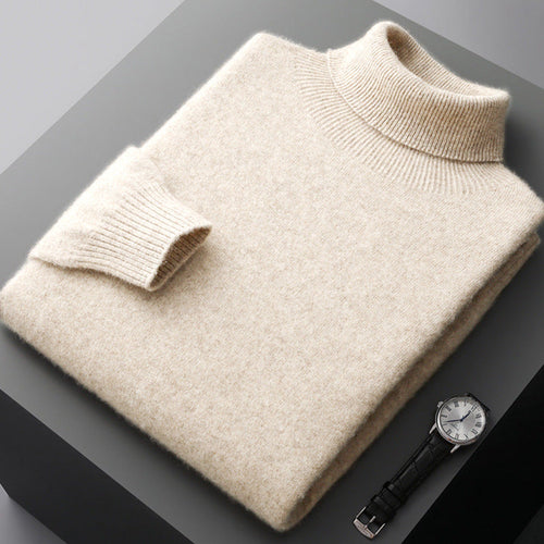 Theodore Regular Fit Ribbed Turtleneck Sweater | Solid Hip-Length Sweater