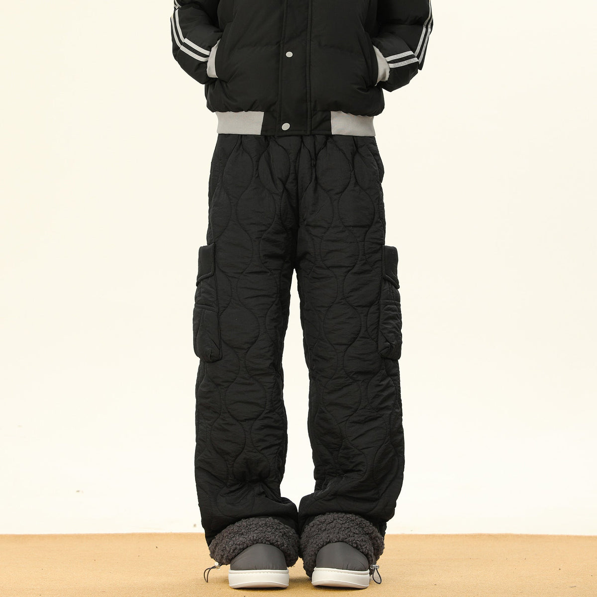Oscar Quilted Wide-Leg Quilted Pants | Non-Fur Lined Solid Pants