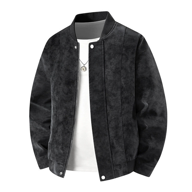Rowan Men's Faux Leather Bomber Jacket – Lightweight Fit – Snap-Front Detail