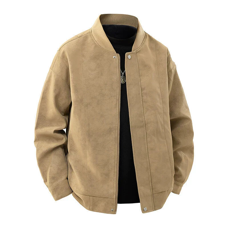 Rowan Men's Faux Leather Bomber Jacket – Lightweight Fit – Snap-Front Detail